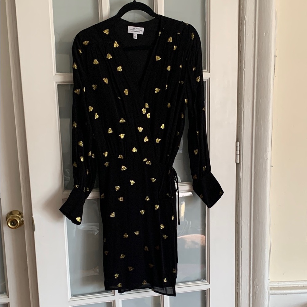 & Other Stories Black and Gold Long Sleeve Mini Dress - Picture 2 of 4